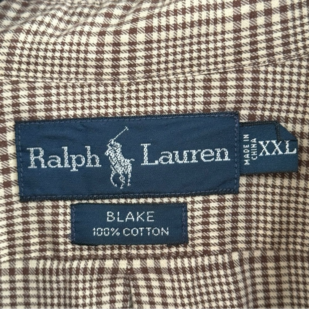 Polo Ralph Lauren Blake Plaid Button Down Shirt XXL Brown Tan Classic Fit Pony - Picture 4 of 8